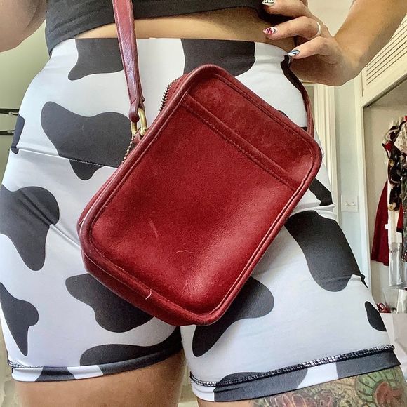 VINTAGE COACH CAMERA Bag Red Leather Shoulder Crossbody Handbag Purse H5C- 9973 - Picture 14 of 16